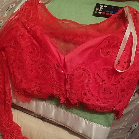 Sherri Hill Pink Crop top Floral Skirt Proms Dress - Picture 5 of 5